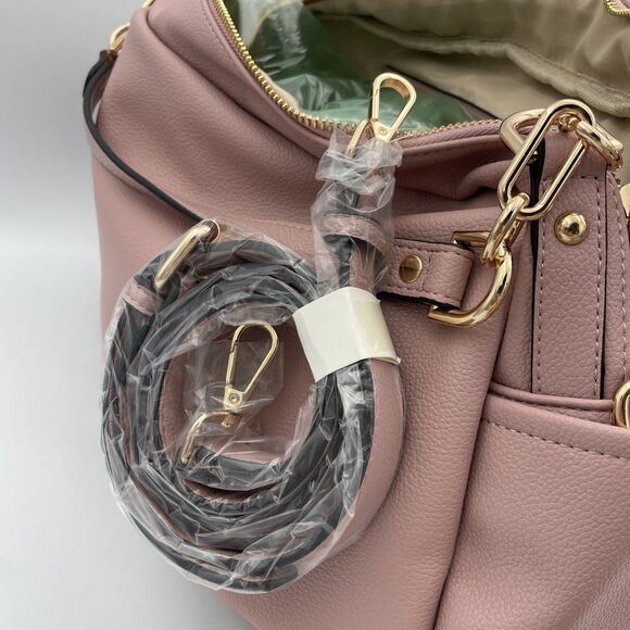 Mellow World Dusty Rose Gold Zipper Tote Bag Purse Vegan Leather New With Tag - Picture 9 of 11